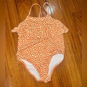 Zara Toddler Orange and Cream Polka Ruffle One-Piece Swimsuit